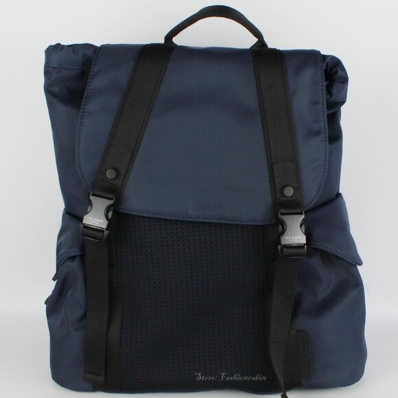 NWT Ted Baker Masha Nylon Backpack | Sleek Navy Tech-Style Bag-Travel, Gym, Work - Picture 2 of 14